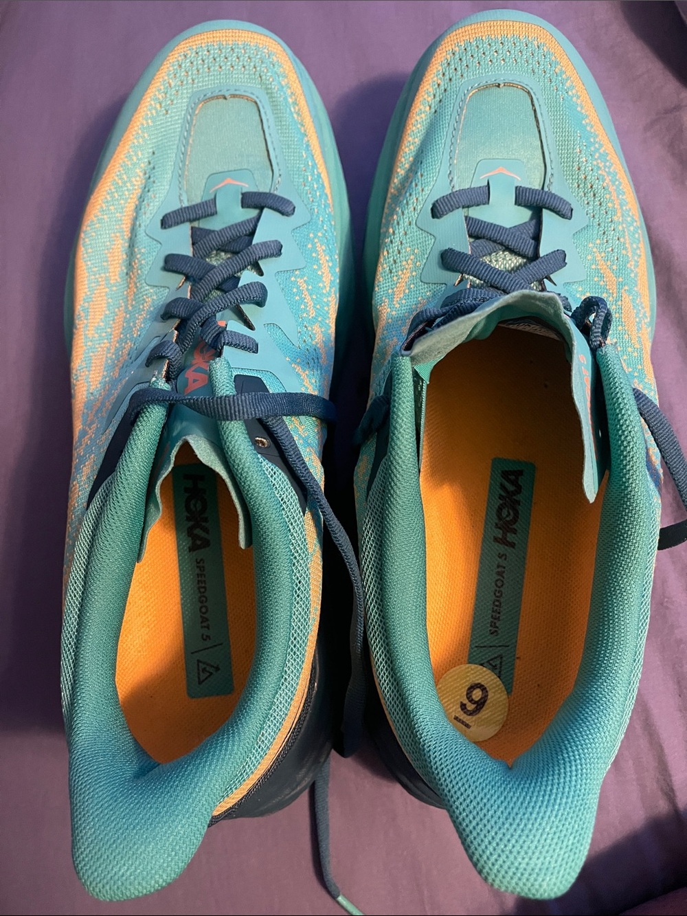 Hoka Teal and Orange Women's Athletic Running Shoes